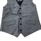 Mens Vested Waistcoat Smart Casual Button Up Grey Cotton Blend