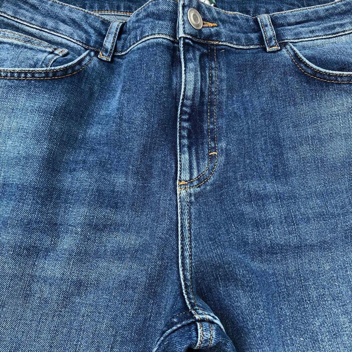 Baukjen Blue Straight Jeans UK Size 16 Organic Cotton Strip Style