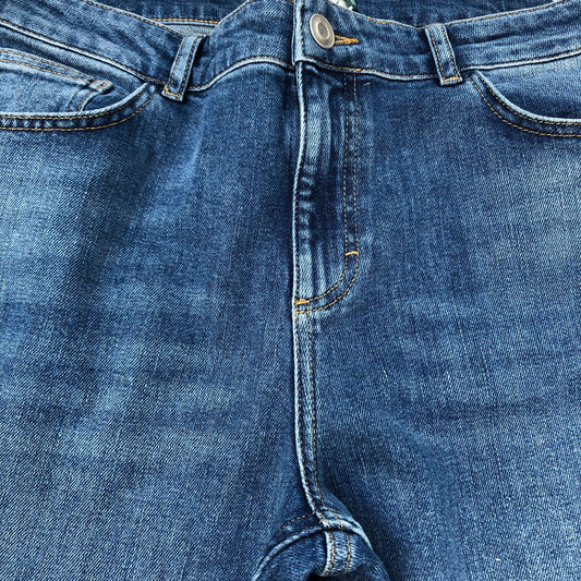 Baukjen Blue Straight Jeans UK Size 16 Organic Cotton Strip Style