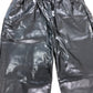 BLACK Faux Leather Trousers Women Elastic Waist Wide Leg Size Large