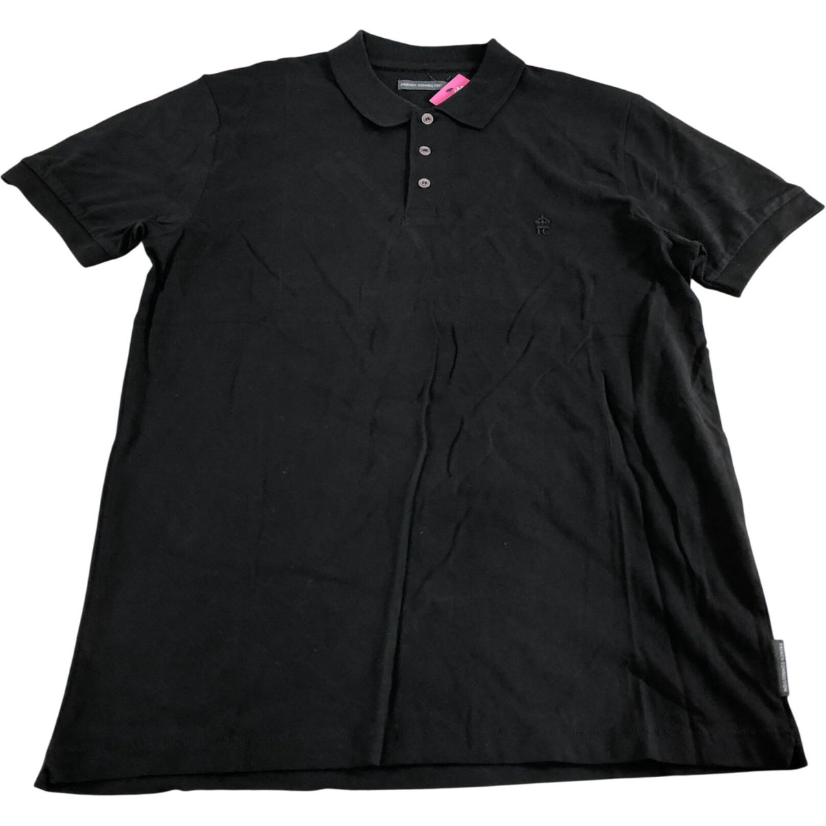 French Connection Men's Polo Shirt Size Medium Black Cotton Classic Fit