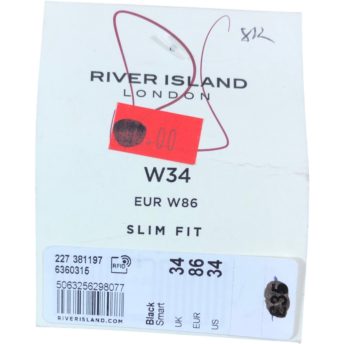 River Island Slim Fit Shorts UK34 Men's Black Ribbed Smart Casual Wear