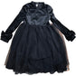 Branded Black Dress UK9 Girls Velvet Tulle Bow Long Sleeve Party
