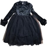 Branded Black Dress UK9 Girls Velvet Tulle Bow Long Sleeve Party