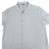 River Island Casual Shirt Size M Men's Light Blue Short Sleeve Textured Top