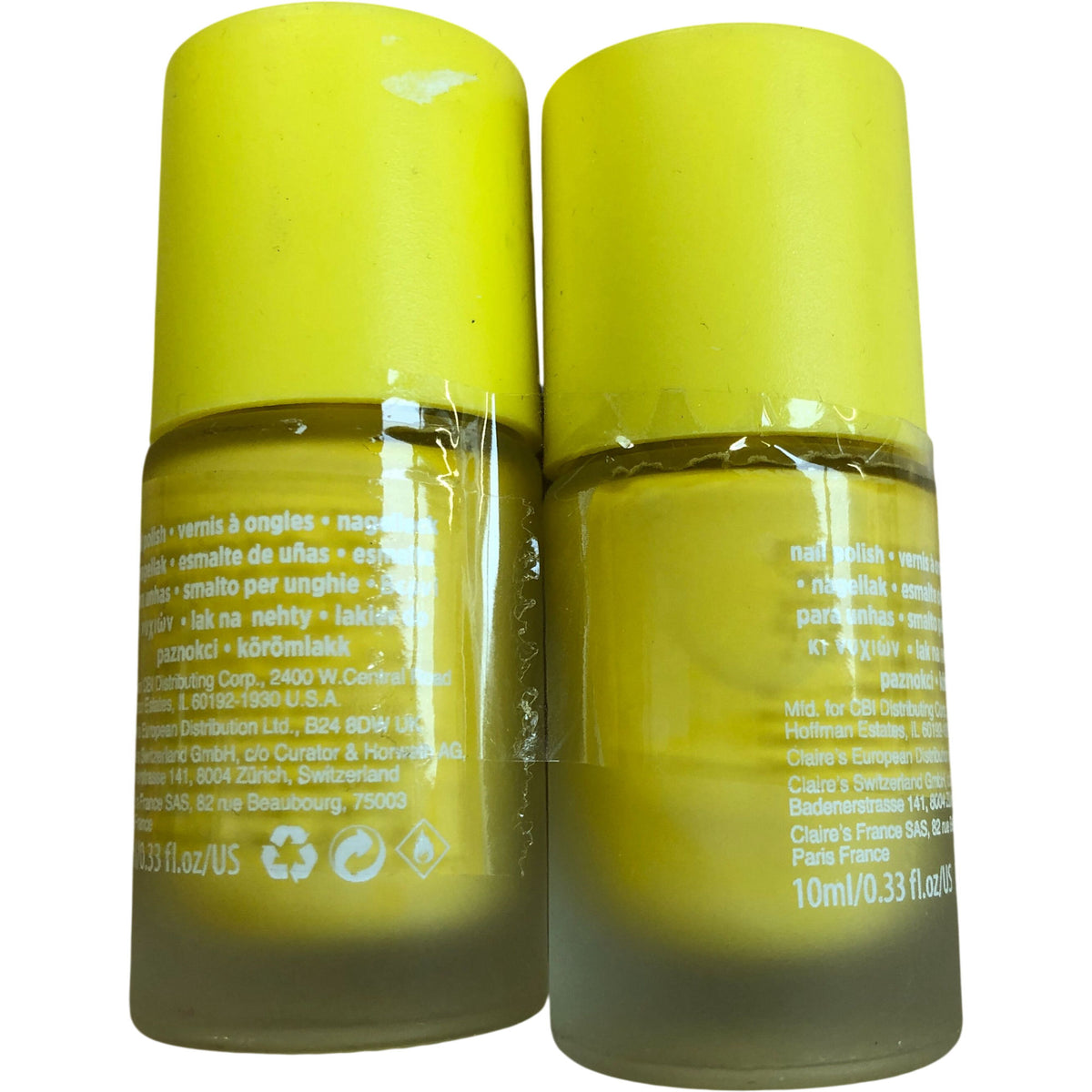 Claire's Matte Effect Yellow Nail Polish Duo 10ml