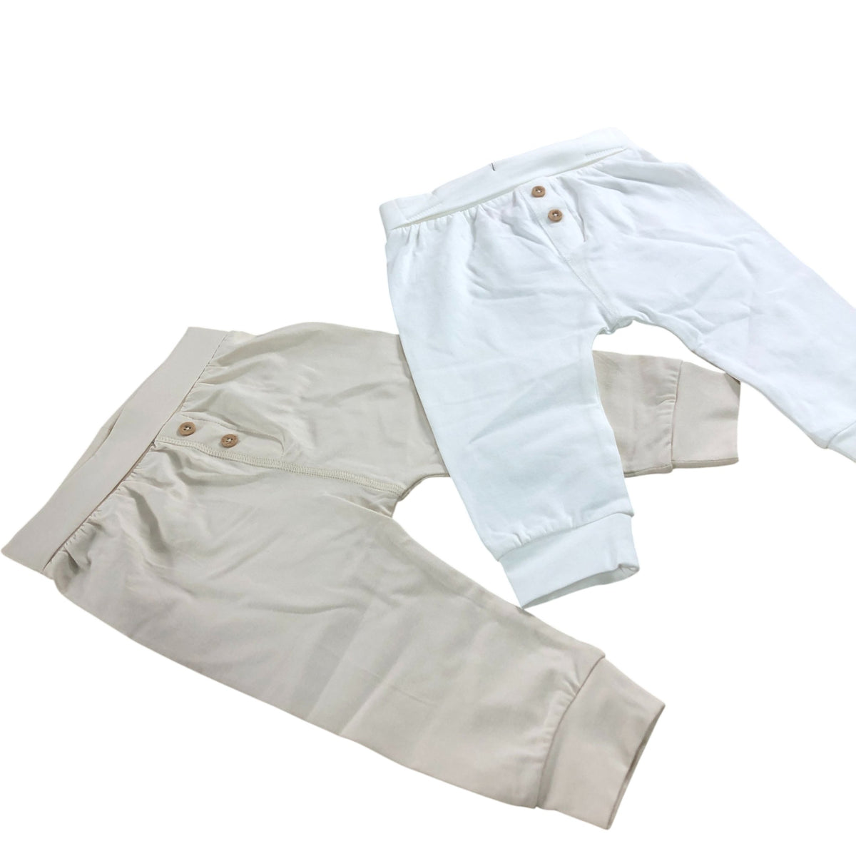 Baby Trousers Set Unisex Cotton Blend White Beige 3-6 Months