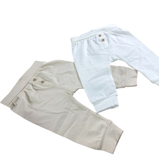 Baby Trousers Set Unisex Cotton Blend White Beige 3-6 Months