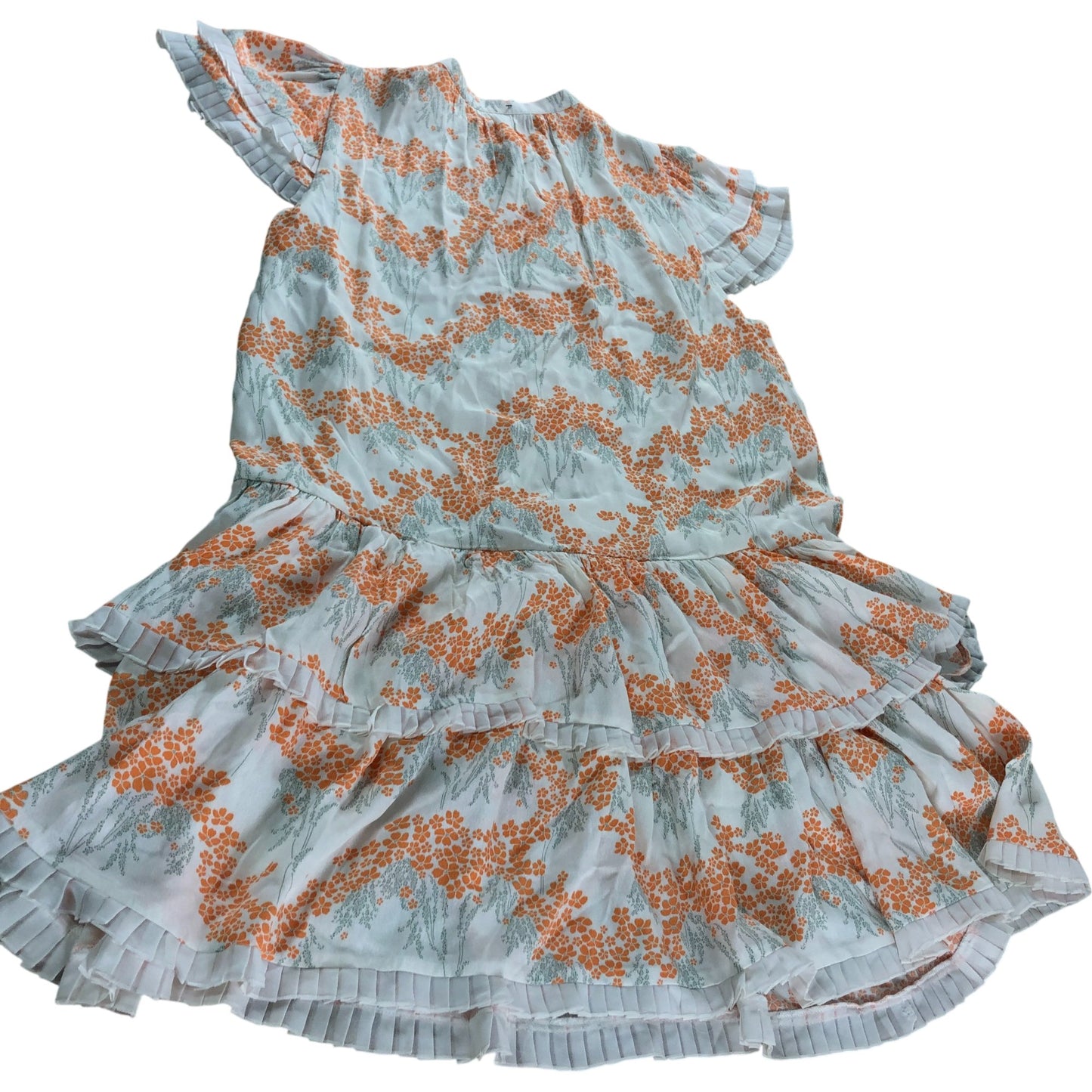 Branded Orange Floral Print Mini Dress - Size 16
