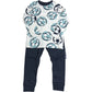 Kids Pyjama Set 8-9 Years Long Sleeve Snuggle Leg Football Design Grey