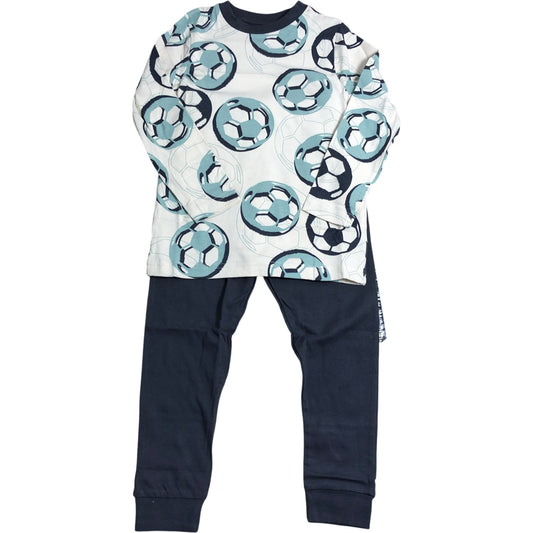 Kids Pajama Set 8-9 Years Long Sleeve Snuggle Leg Football Design Grey