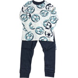 Kids Pyjama Set 8-9 Years Long Sleeve Snuggle Leg Football Design Grey