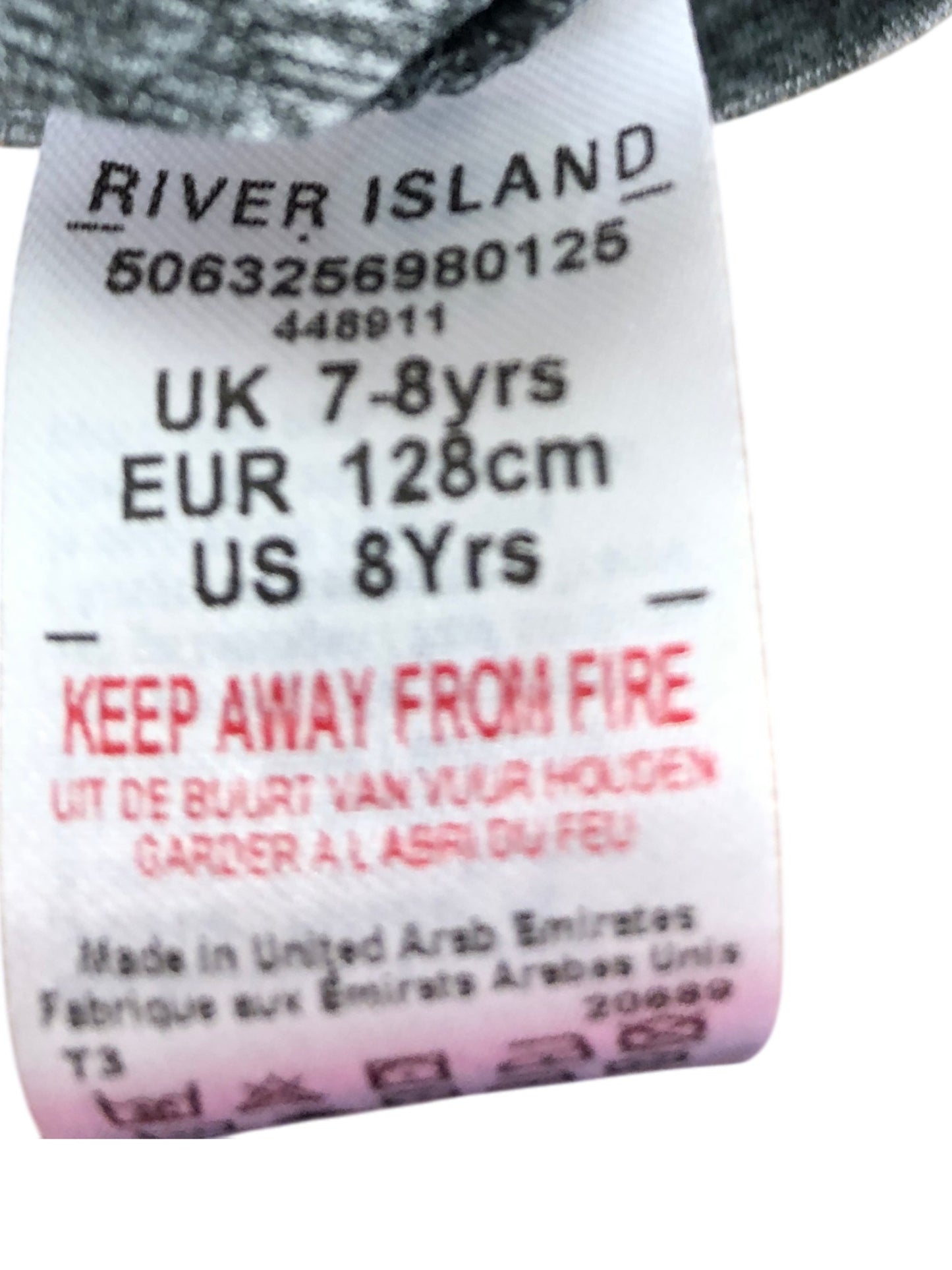 River Island Girls Grey Zip Up Jacket Size 7-8 Years Activewear