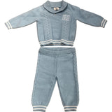River Island Baby Set Sweater And Pants Outfit Size 0-3 Months Soft Knit Blue