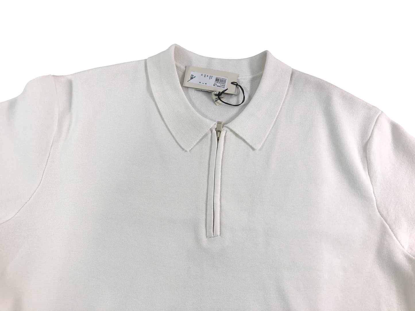 River Island Men's Short Sleeve Polo T Shirt Size M White Zip Neck