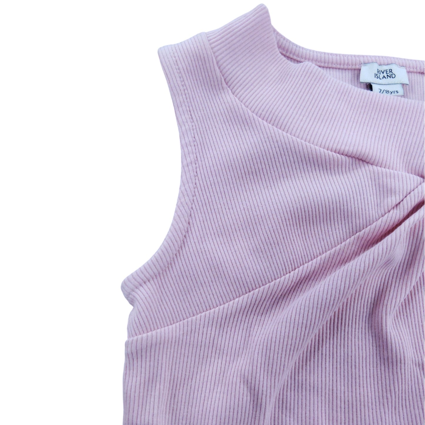 River Island Baby Pink Ribbed Bodysuit Size 7-8 Years Girls Sleeveless Tops