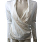 River Island White Blouse UK S Women's Long Sleeve Elegant Draped Style