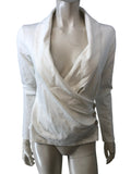 River Island White Blouse UK S Women's Long Sleeve Elegant Draped Style