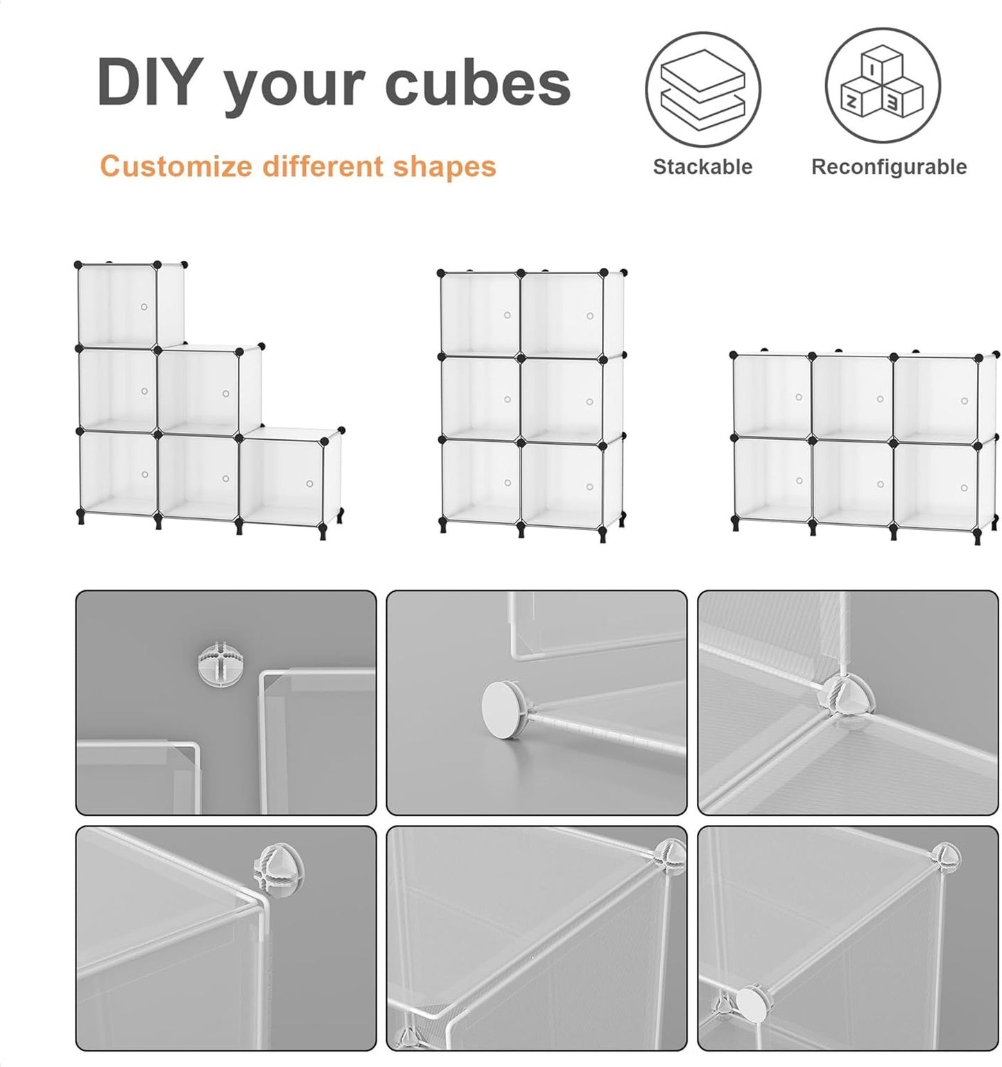Modular Bookshelf Storage ATTDETJL 6-Cube Storage Unit with Doors Cube Organizer