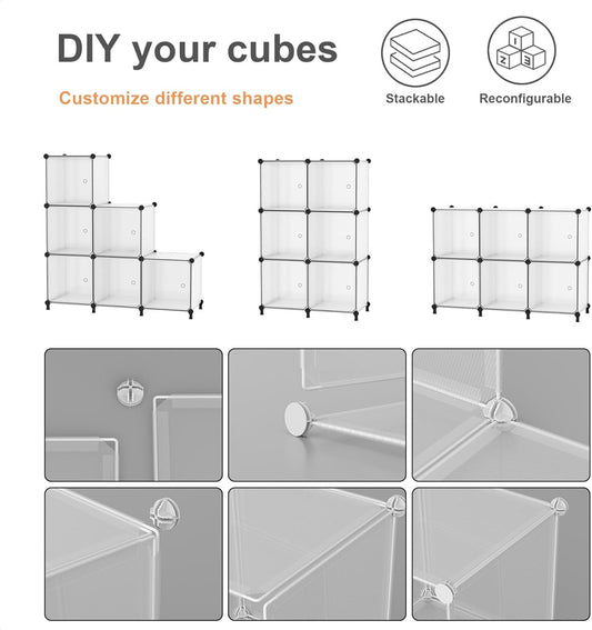 Modular Bookshelf Storage ATTDETJL 6-Cube Storage Unit with Doors Cube Organizer
