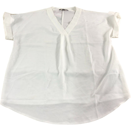 Lipsy London UK8 Women's V Neck Versatile Blouse Top White Short Sleeve