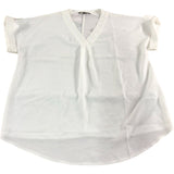 Lipsy London UK8 Women's V Neck Versatile Blouse Top White Short Sleeve