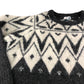 Women's Chunky Knit Sweater Black White Geometric Pattern