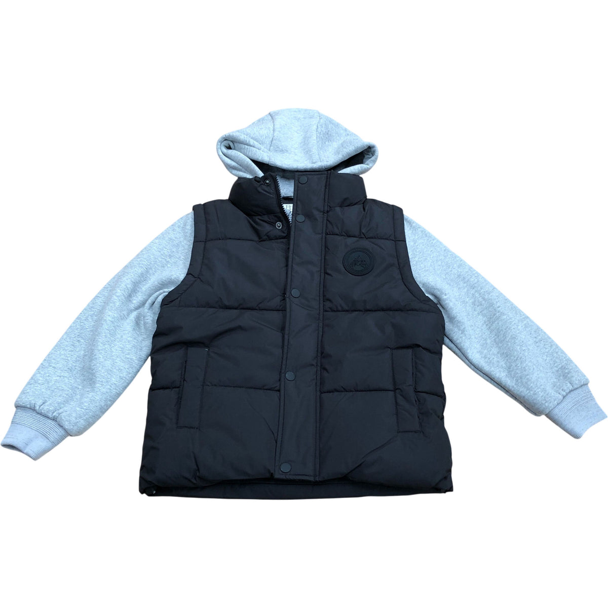 River Island Kids Puffer Hooded Gilet Jacket Black/Grey