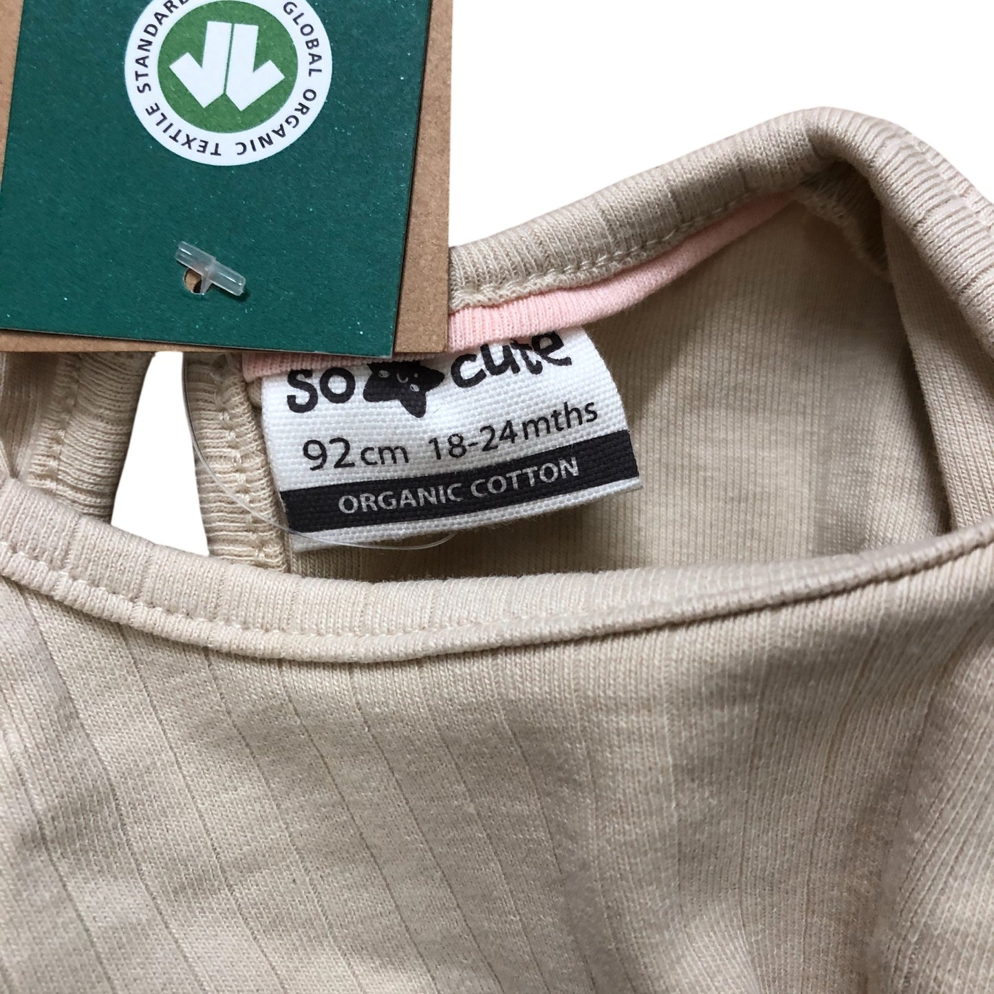 So Cute Organic Baby Top 18-24 Months Cream Long Sleeve Ruffle Detail