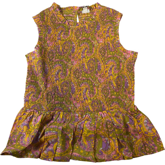 River Island Sleeveless Blouse UK8Women's Vibrant Multicoloured Cotton Top