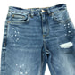 River Island Ripped Jeans UK8 Years Denim Blue Distressed Paint Splatter Look