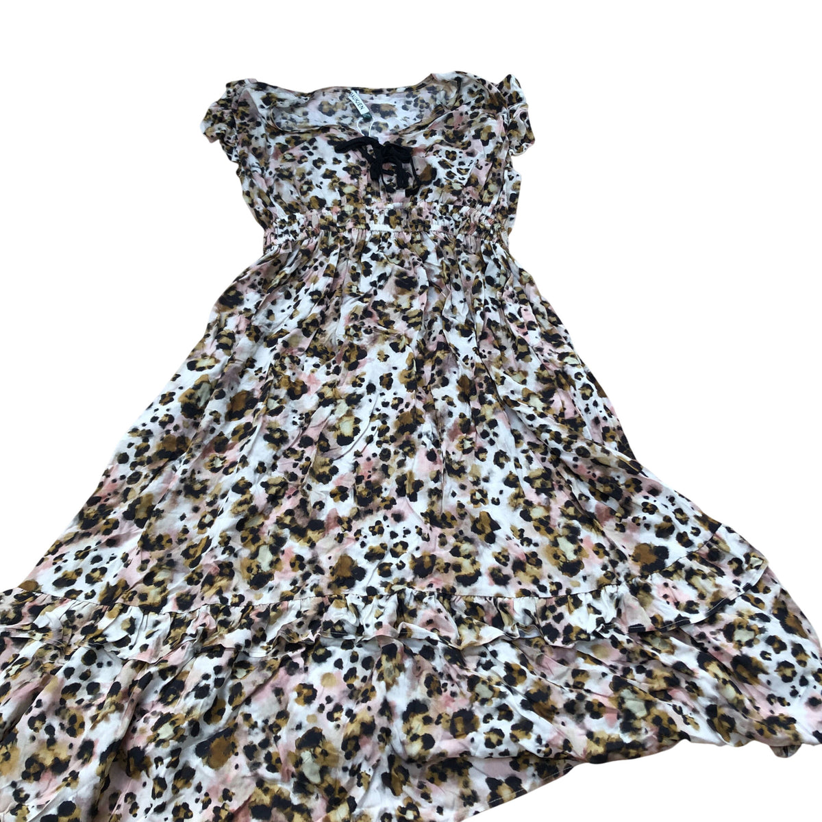 Baukjen Leopard Print Dress UK Size 12 Women's Summer Ruffle Hem