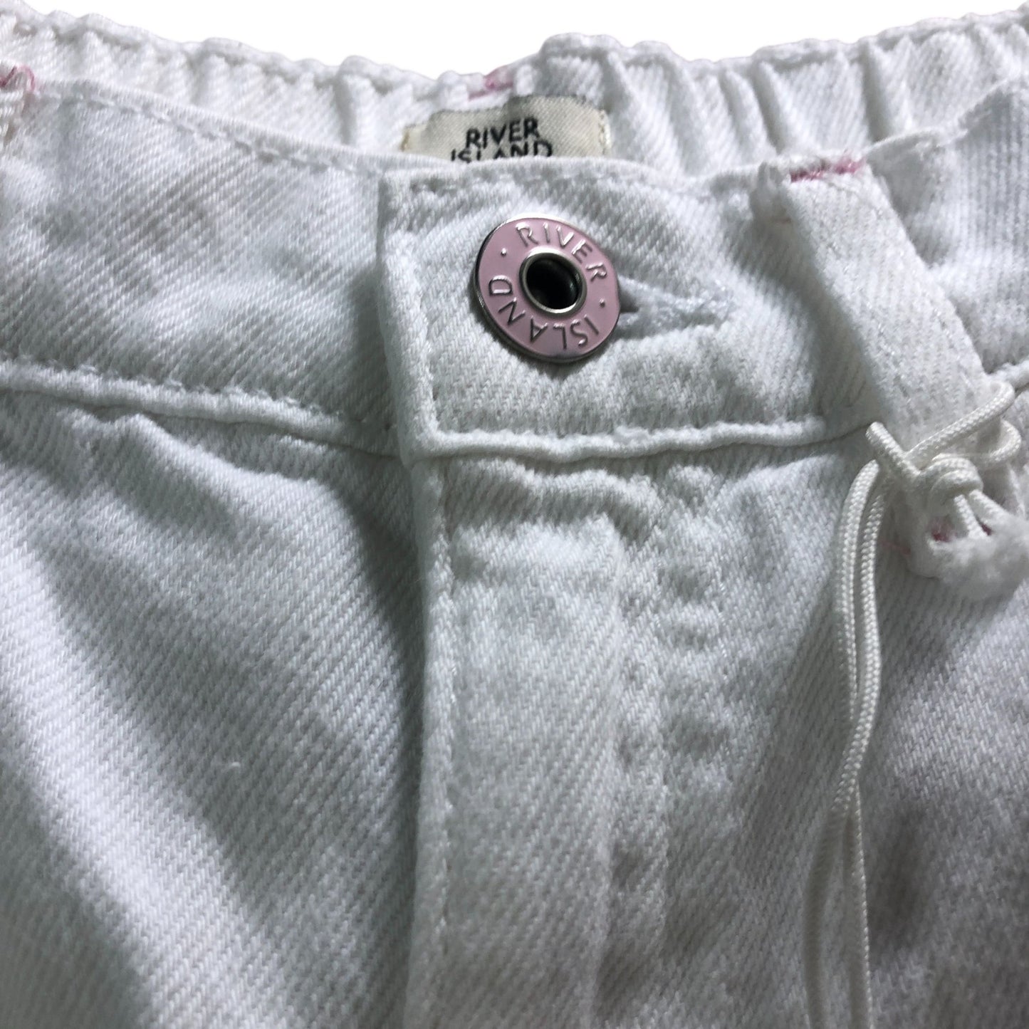 River Island White Wide Leg Kids Jeans Age 9 Years With Friendship Bracelet