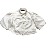 White Embellished Collar Cropped Shirt Size 16