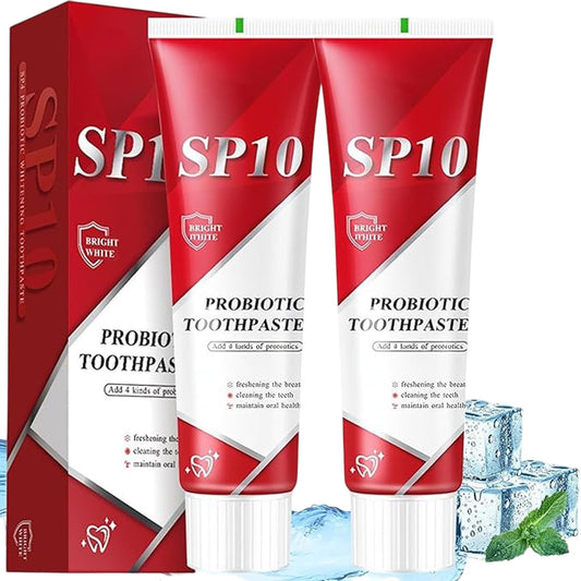 SP10 Bright White Probiotic Toothpaste 2 Pack Freshening Breath Cleaning Teeth