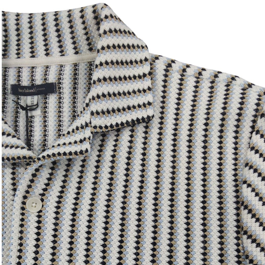 River Island Short Sleeve Shirt UK M Men's Striped Casual Wear Black White