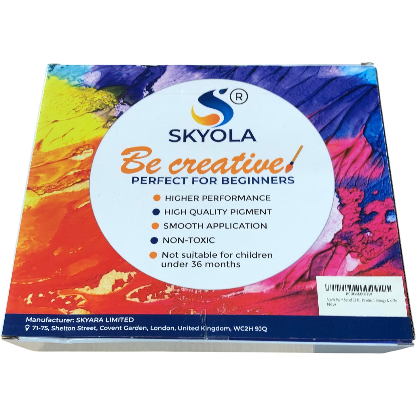 Skyola 26 Acrylic Paint Set Including 5 Brushes Palette Sponge And Palette Knife