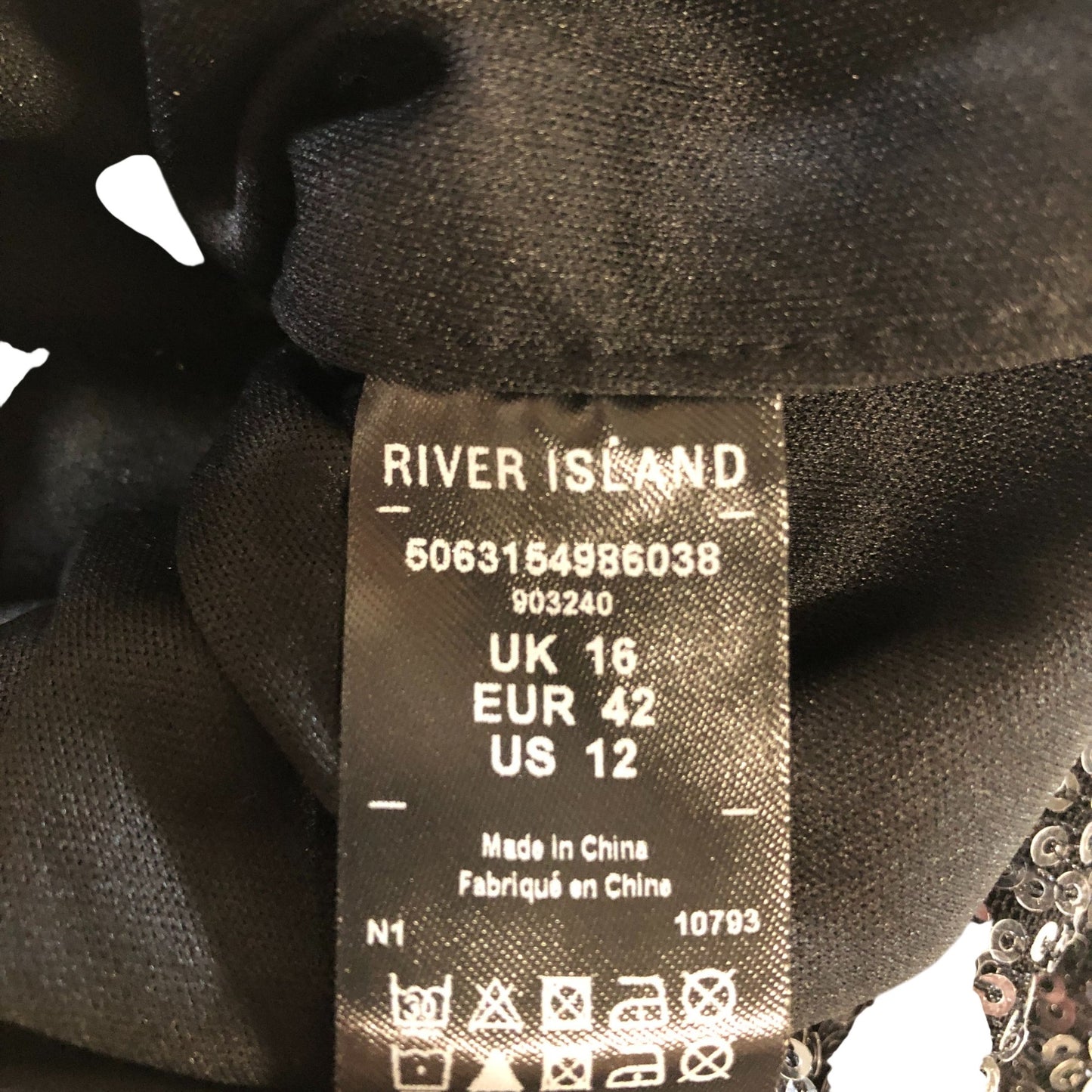 River Island UK16 Women's Sequin Wrap Top Black Shimmer Evening Wear