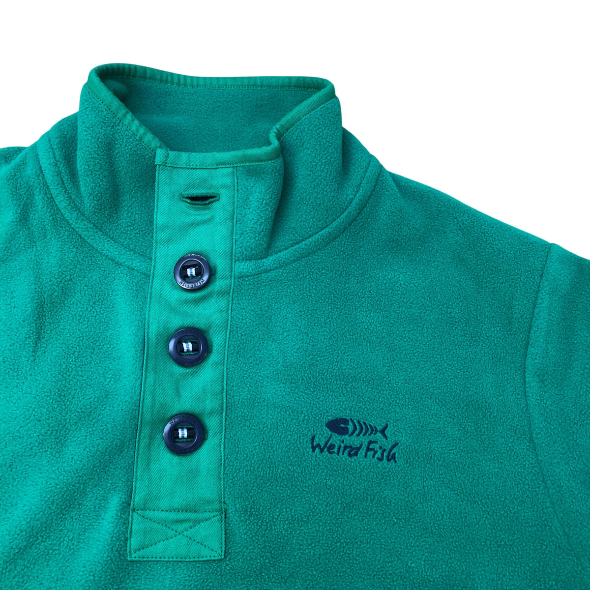 Weird Fish Green Button Up Fleece Size M