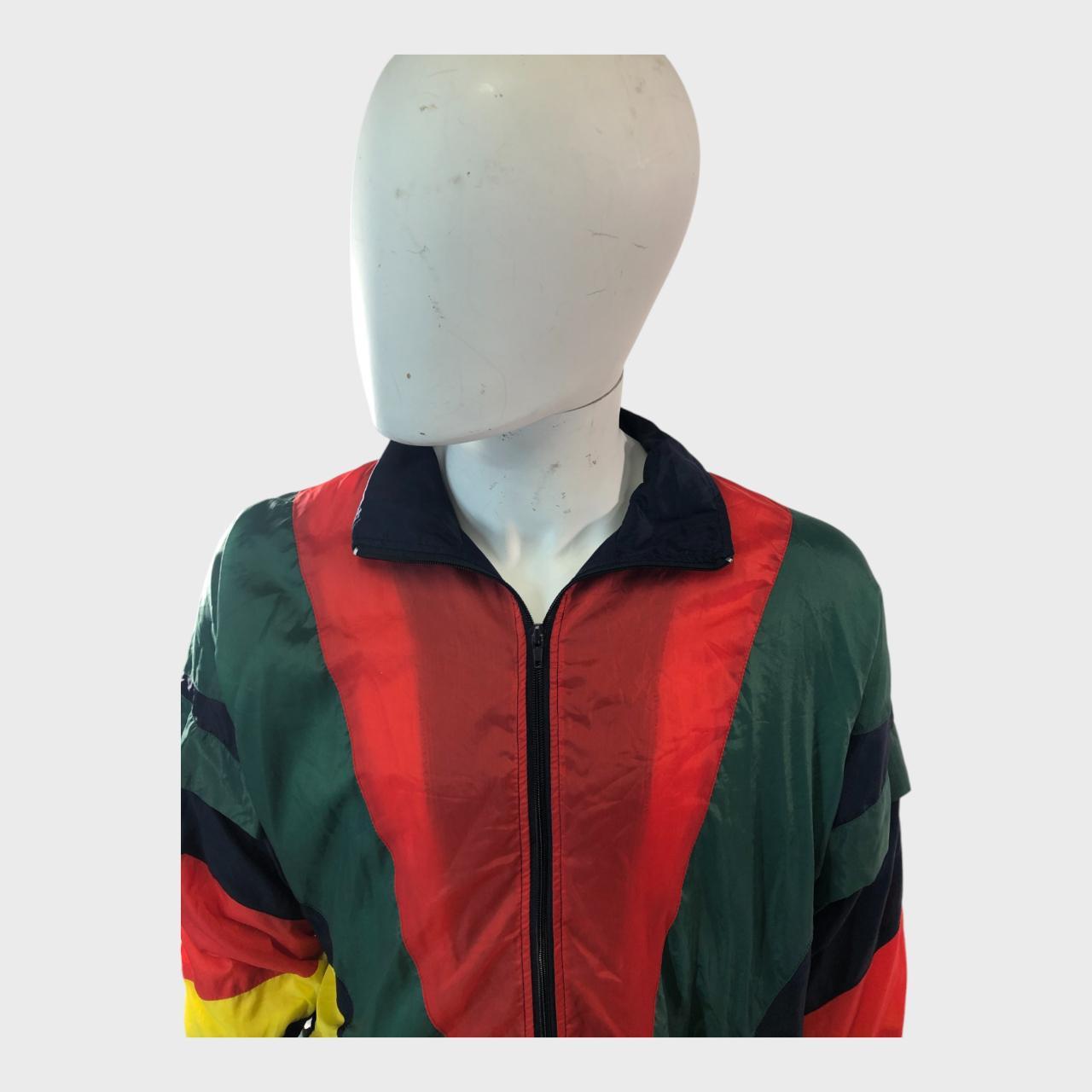 Green and Red Colour Block Wind Breaker Jacket