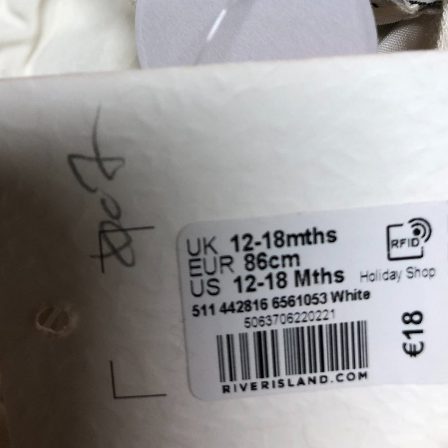 River Island Mini White Tiered Dress 12-18 Months Girls Summer Style