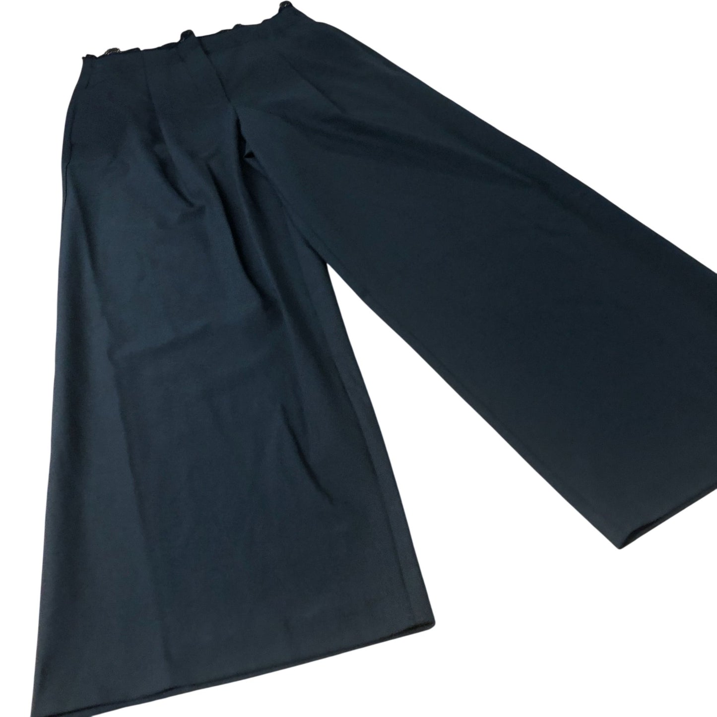 Wide Leg Trousers Women's Black Soft Fabric Pull On Stretch UK10 Small