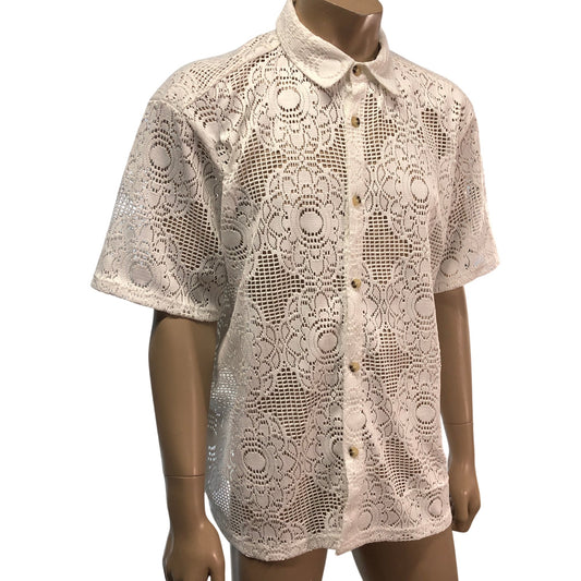 River Island Men's Lace Floral Pattern Shirt UK XL Casual Button Up
