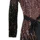 Love And Roses UK8 Women's Sequin Long Sleeve Dress Black Pink Belted