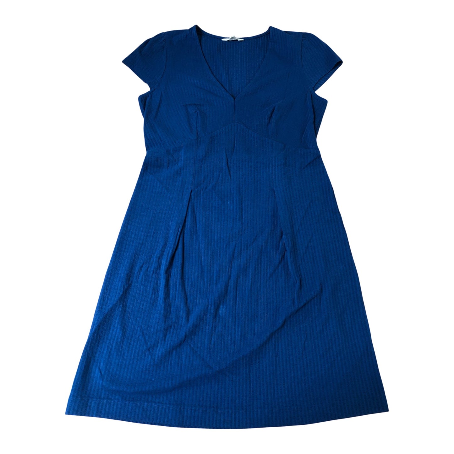Women's Size 12 Blue Ribbed Short Sleeve Fit And Flare Dress