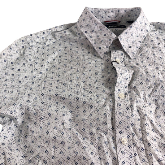Ben Sherman Snow White Shirt Medium Long Sleeve Stipple Geo Print Cotton