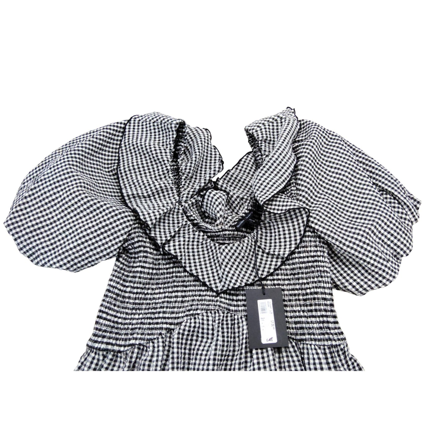 Gingham Dress With Ruffle Sleeves UK12 Women's Stylish Casual Summer Dress