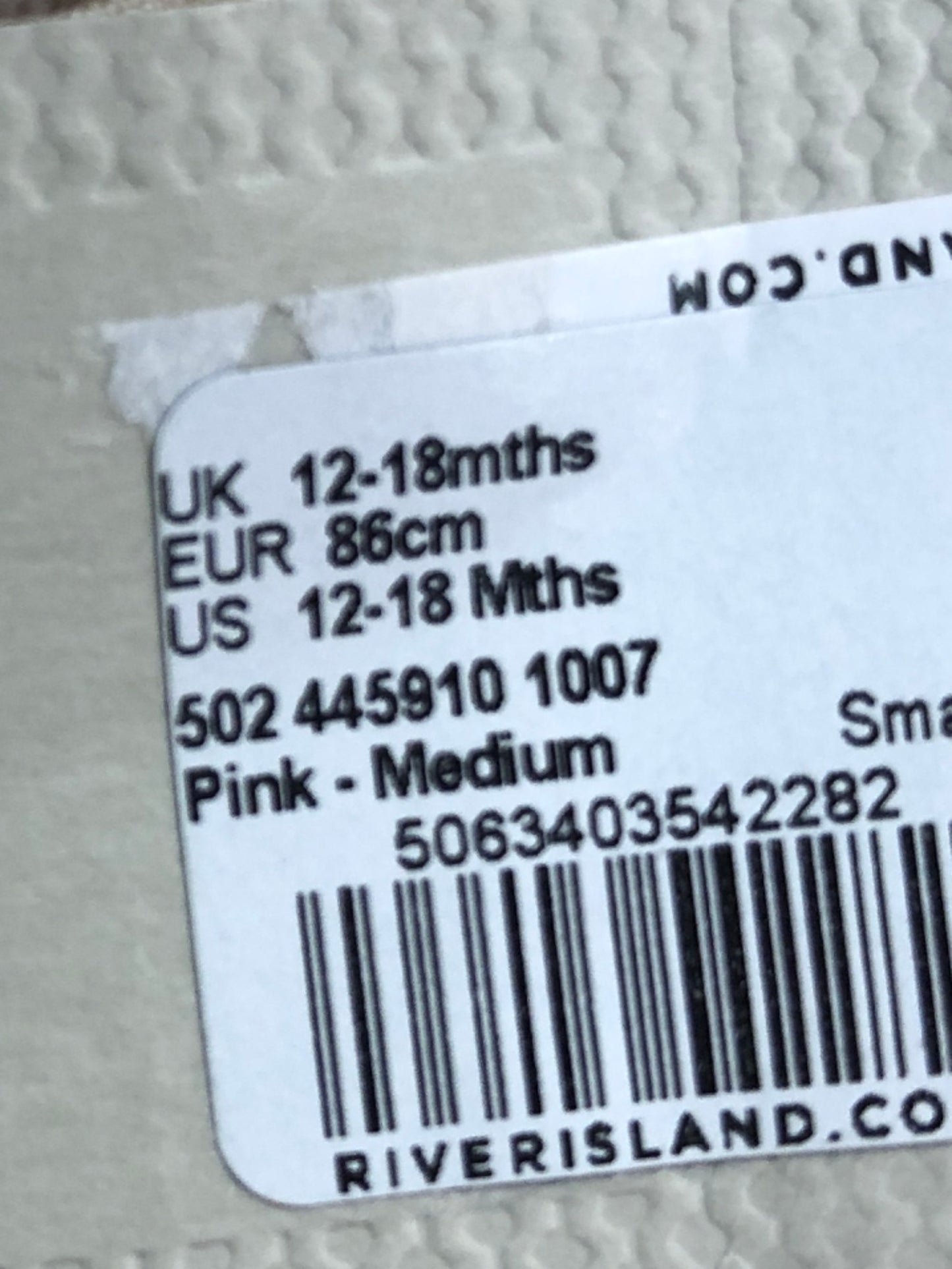 River Island Mini Pink Knit Dress 12-18 Months Girls Long Sleeve Chevrons