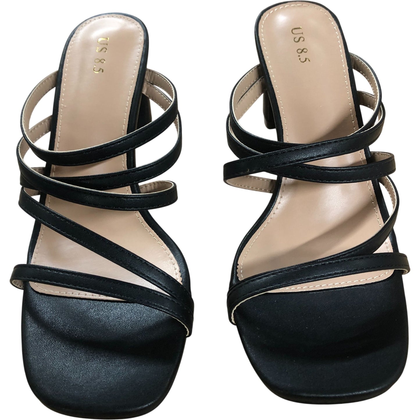 Women's Heels Black Strappy Open Toe High Heels Sandals UK6.5