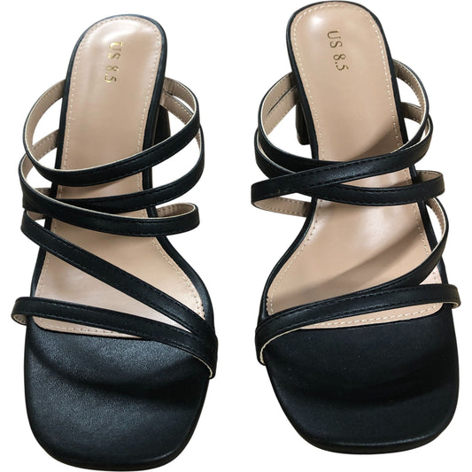 Women's Heels Black Strappy Open Toe High Heels Sandals UK6.5